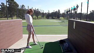 Nadya Nabakova puts the brush pussy on display at the golf course