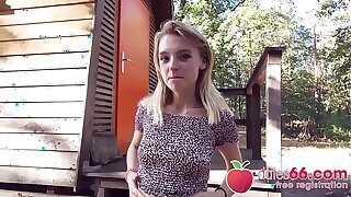 Dear TEEN Lily Smile radiantly gets BONED behind an old shack and swallows a chunky load! (ENGLISH) Dates66.com